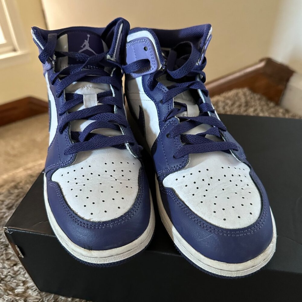 Nike Air Jordan 1 Mid Youth Big Kid Women's 5.5 M Purple/White